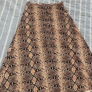 Zara A-Line Snake Print Skirt - Brown and Black